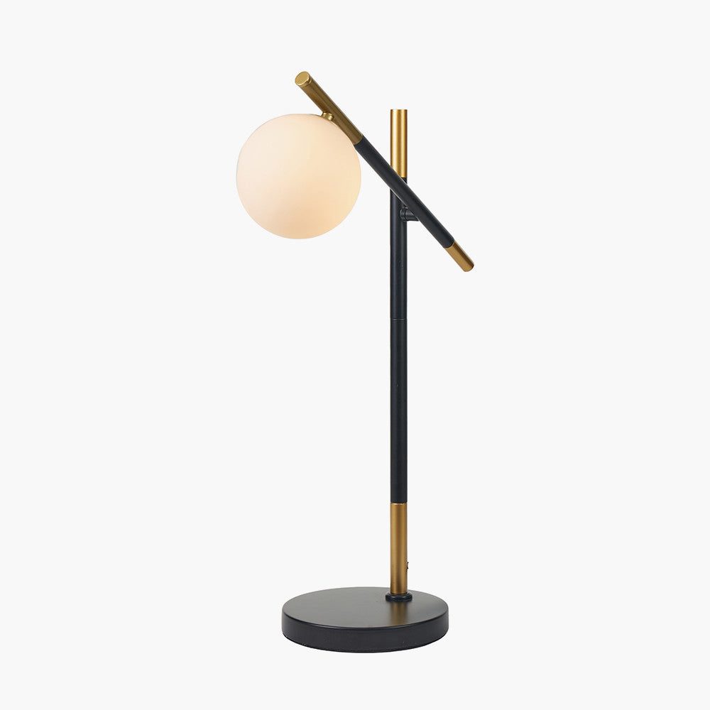 Wanda White Orb & Black Metal Table Lamp